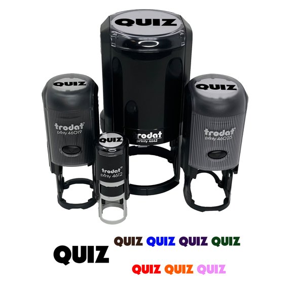 Quiz Bold Text Test Teacher School Self-Inking Rubber Stamp Ink Stamper - Sky Blue Ink - Small 3/4 Inch