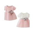 thumbnail image 7 of Newborn Baby Girl Princess Dress Flower Dresses,Short Sleeve Knit Top Tutu Gown Flower Waist Wedding Flower Girl Skirt for Pageant Party Tulle Dress for Girl 0-3T Toddler Special Occasion Dress White, 7 of 7