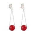 thumbnail image 4 of Clip on 3" silver chain white, gray, red, or black dangle pearl bead earrings, 4 of 5