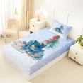 thumbnail image 4 of Feelyou Dreamy Fairy Mermaid Princess Twin Sheet Sets for Kids Boys Girls, Glitter Starry Sky Stars Bedding, Blue, 3 Pieces, 4 of 5