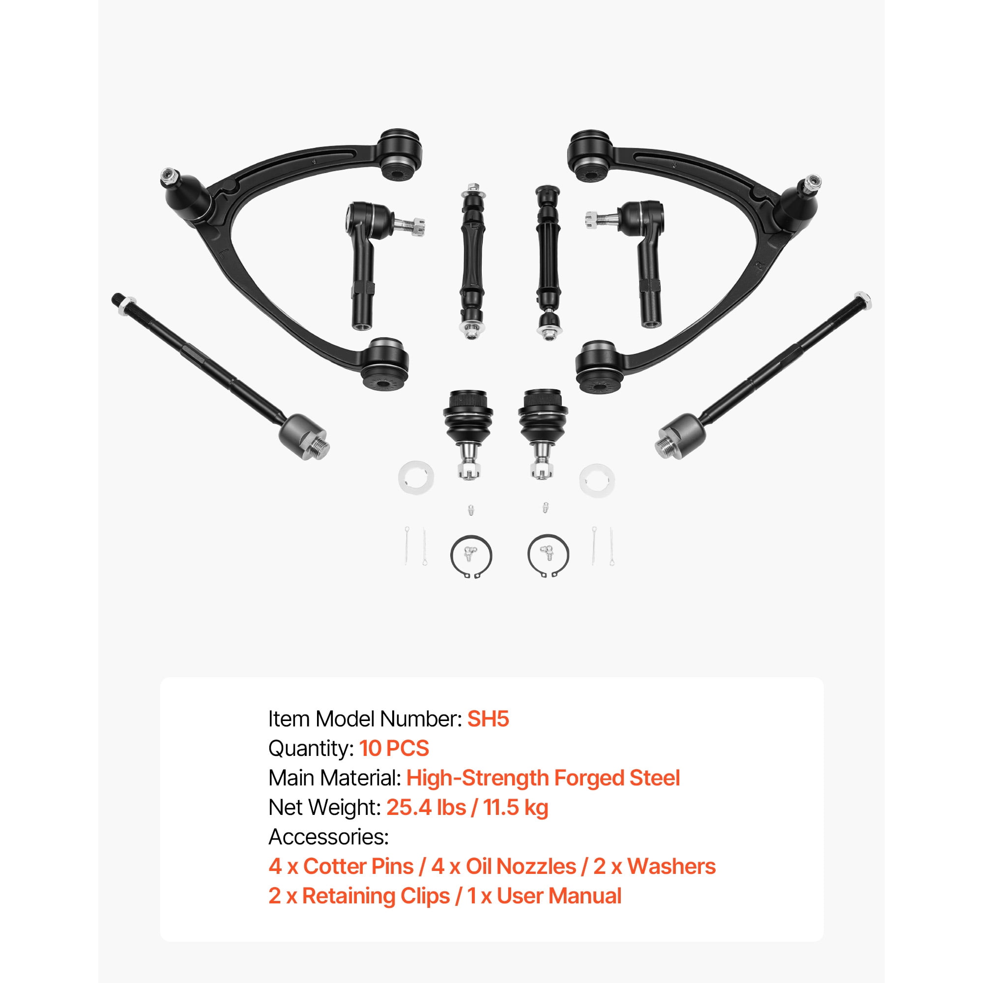 KFFKFF Left and Right Front Upper Control Arms Kit with Ball Joint, Suspension Kit Compatible with 2007–2013 GMC, 2007–2014 Cadillac & Chevrolet (10PCS)