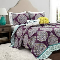 Harley Quilt Purple/Turquoise 5pc Set Full/ Queen