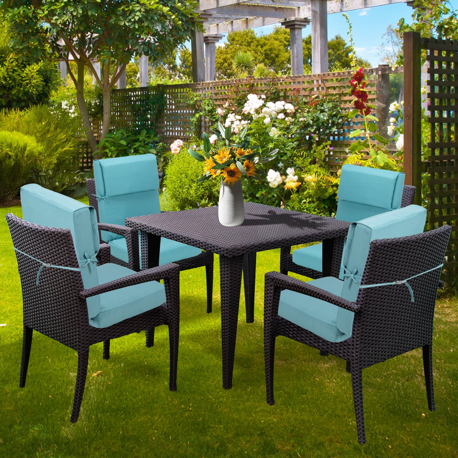 Aoodor Outdoor Chair Cushions 45 x 22 x 4 Inch Patio Furniture Seat Cushion - Blue