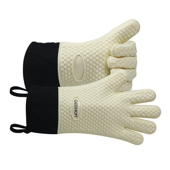 Guantes para asar GEEKHOM, resistentes al calor, guantes de horno, color beige