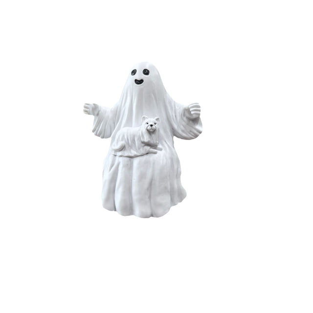 Estatua de Halloween con diseño de perro y fantasma de resina para jardín