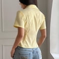 thumbnail image 4 of Women's Summer Y2k Button Down Shirts Cute Short Sleeve Striped Fitted Crop Tops Going Out Vacation, 4 of 9