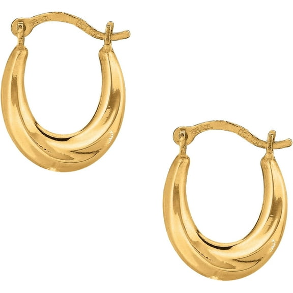 Floreo 10k Yellow Gold or White Gold 14mm Mini Oval Hoop Earrings