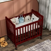 Fizzy Baby Mini Crib, Small Crib with 3-Position Mattress Board, Cherry