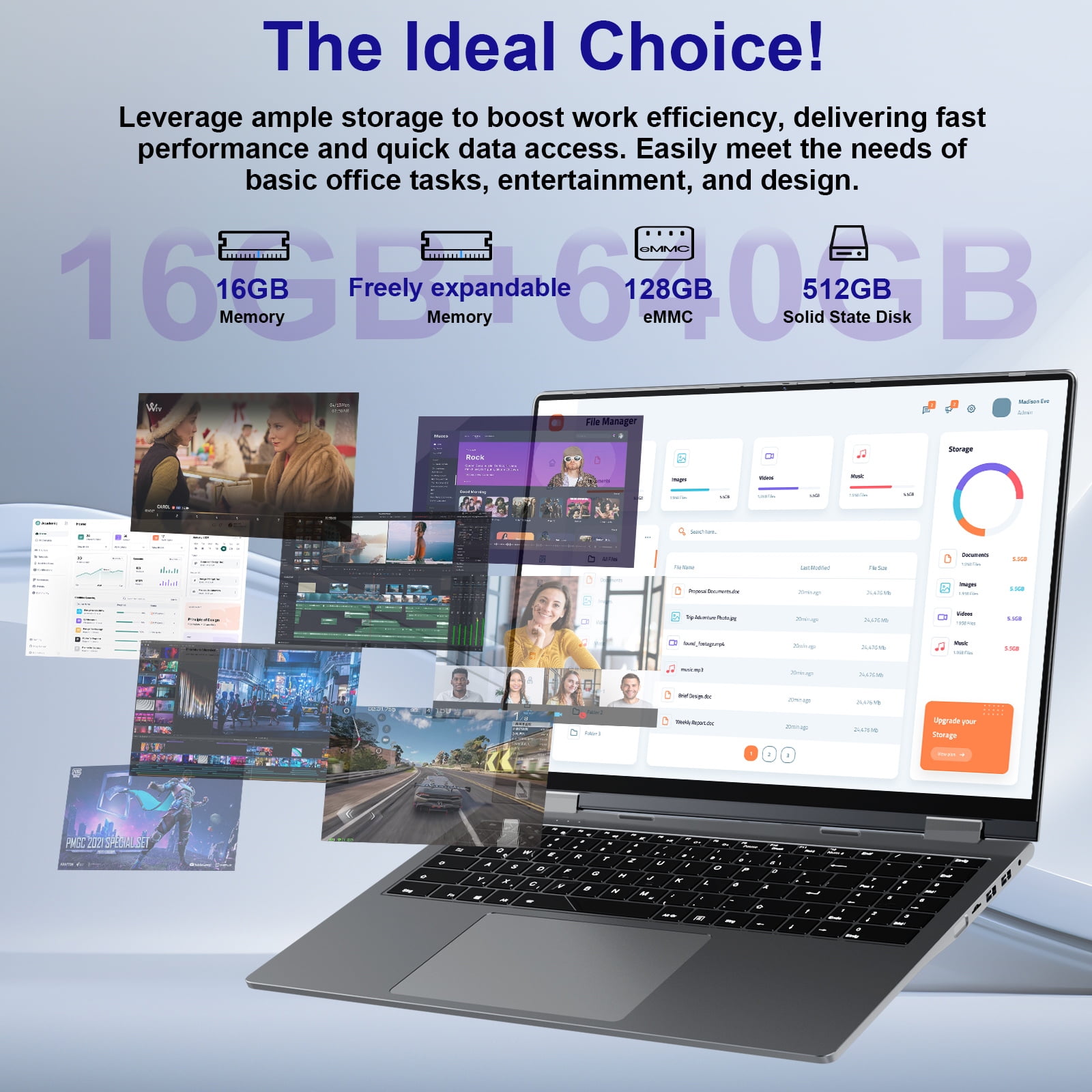 Jumper 16in 2 in 1 Laptop Touchscreen Windows 11, 16GB DDR4 640GB ROM Laptops Convertible Tablet Computer, 4-Core Intel Celeron Processor, 360° Flip, 1yr Office 365 Free
