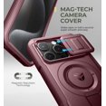 thumbnail image 4 of Pour iPhone 16 Pro Max Étui Magnétique avec Cache Coulissant pour Caméra & Support Réglable & Protecteur d'Écran Intégré, Étui Pare-Chocs Robustes - Noir Nuit, Rouge Vin, 4 of 5