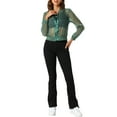 thumbnail image 2 of INSPIRE CHIC Women's Long Sleeves Zip Up See Through Lightweight Bomber Jacket S Green, 2 of 6