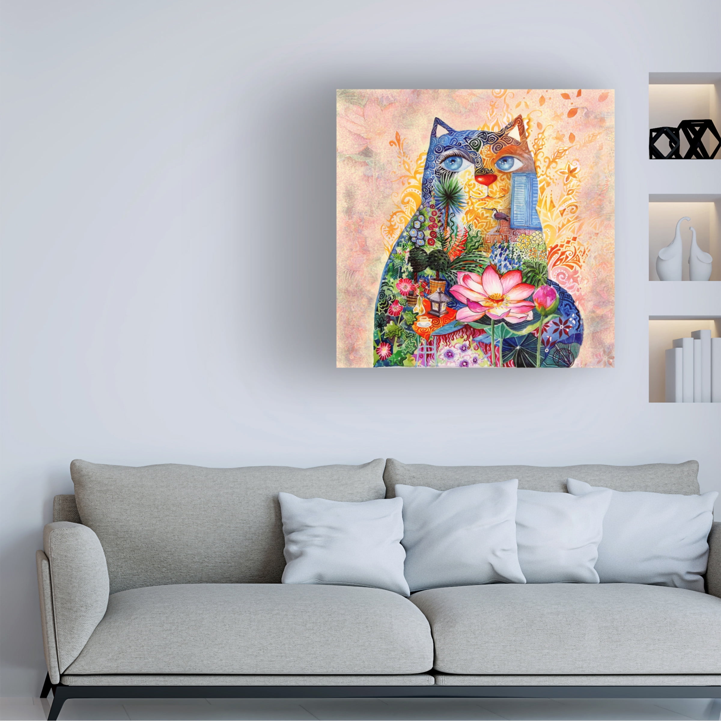 Trademark Fine Art 'Lotus Cat' Canvas Art by Oxana Ziaka