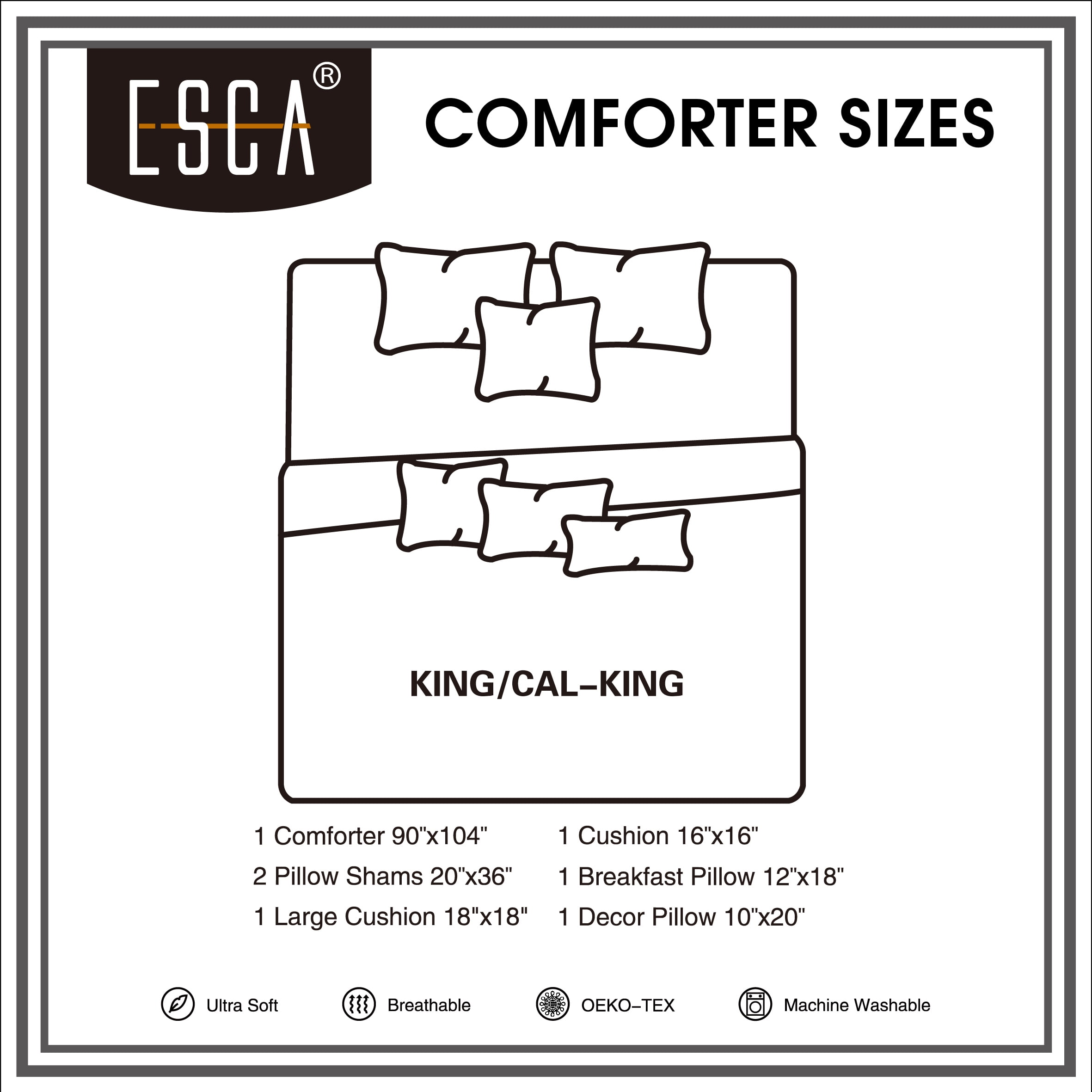 ESCA 7-Piece Shadha Beige and Pink Comforter Set , Floral Pink Bedding Set- King/Cal King Size