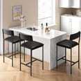 thumbnail image 2 of Set of 2 forrado bar stools con backrest y footrest, 25.5 pulgadas high, para kitchen, bar, o island (negra, fácil montaje), 2 of 6