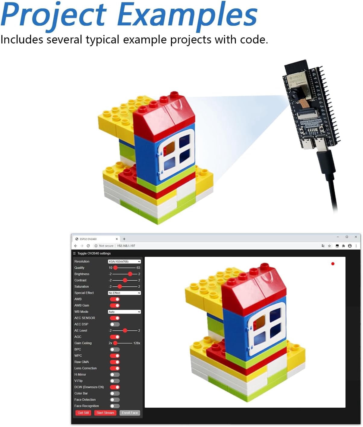 ESP32-S3-WROOM CAM Board, Dual-core 32-bit 240 MHz Microcontroller, Onboard Camera Wireless, Python C Code, Example Projects Tutorial