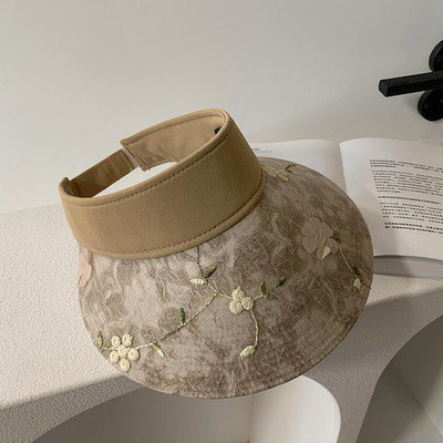 LinYooLi Japanese Purchasing Agent For Three-Dimensional Flower Grass Woven Empty Top Hat, Women's Summer Large Brim Sun Shading And Sun Protection Hat, Beach Sun Hat