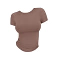 thumbnail image 5 of BILIKEYU 3PC 3PC Women's Y2K Crop Tops, Aesthetic Going Out Shirts Short Sleeve Slim Fit Hollow Knot Tee Summer Trendy Y2K Clothes for Teen Girls Tween Streetwear Fashion 2026, Coffee, 5 of 5