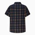 thumbnail image 3 of WREESH Men's Oversized Summer Button Down Shirts Fashion Short Sleeve Plaid Top Trendy Style Yellow, 3 of 8