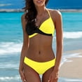 thumbnail image 2 of WREESH Womens Bikini Sets Bikini Splicing Color Block Two-Piece Swimsuit Beachwear Set Beach Bathing Suit Yellow, 2 of 5