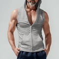 thumbnail image 2 of Mens Hooded Cardigan Zip Sweatshirt Sleeveless Casual Vest Sports Jacket Men, 2 of 9