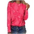 thumbnail image 2 of Babysbule Christmas Sweatshirts for Women Fashion Women's Christmas Printed Casual Loose Round Neck Long Sleeve T-shirt Tops Blouse, 2 of 4