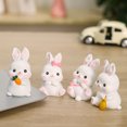 thumbnail image 4 of Easter Bunny Ornaments Rabbit Miniature Figurine Miniature Rabbit for Cake Topper Decoration Easter Decorations Party, Set of 4 Pieces, 4 of 8