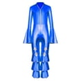 thumbnail image 3 of renvena Kids Girls 90s Flapper Disco Dance Clothes Metallic Ruffles Long Sleeve One Piece Jumpsuits Royal Blue 6, 3 of 7