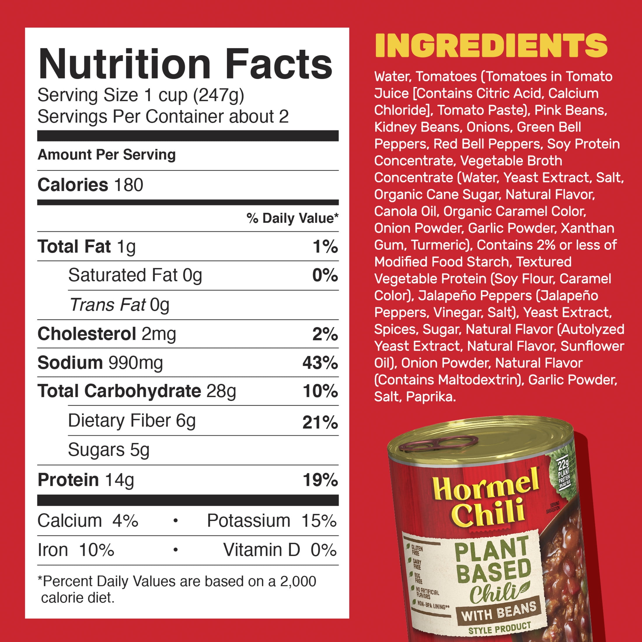 (12 pack) HORMEL Chili Alternative Plant Protein With Bean, Shelf-Stable, 14 oz Steel Can (Pack of 1)
