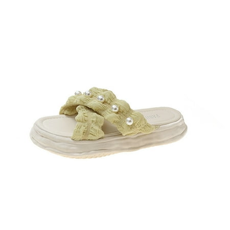 

Fanxing Womens Sandals Wide Width Cute Bohemia Flat Sandal Thick Bottom Comfort Open To Beach Walking Shoes Slides for Girls