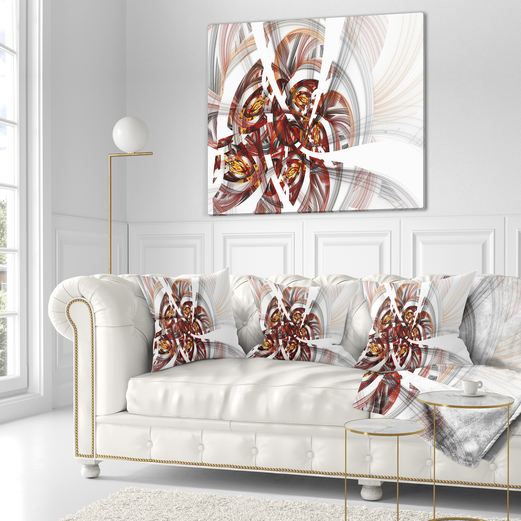 Designart Brown Symmetrical Fractal Flower - Floral Throw Pillow - 16x16