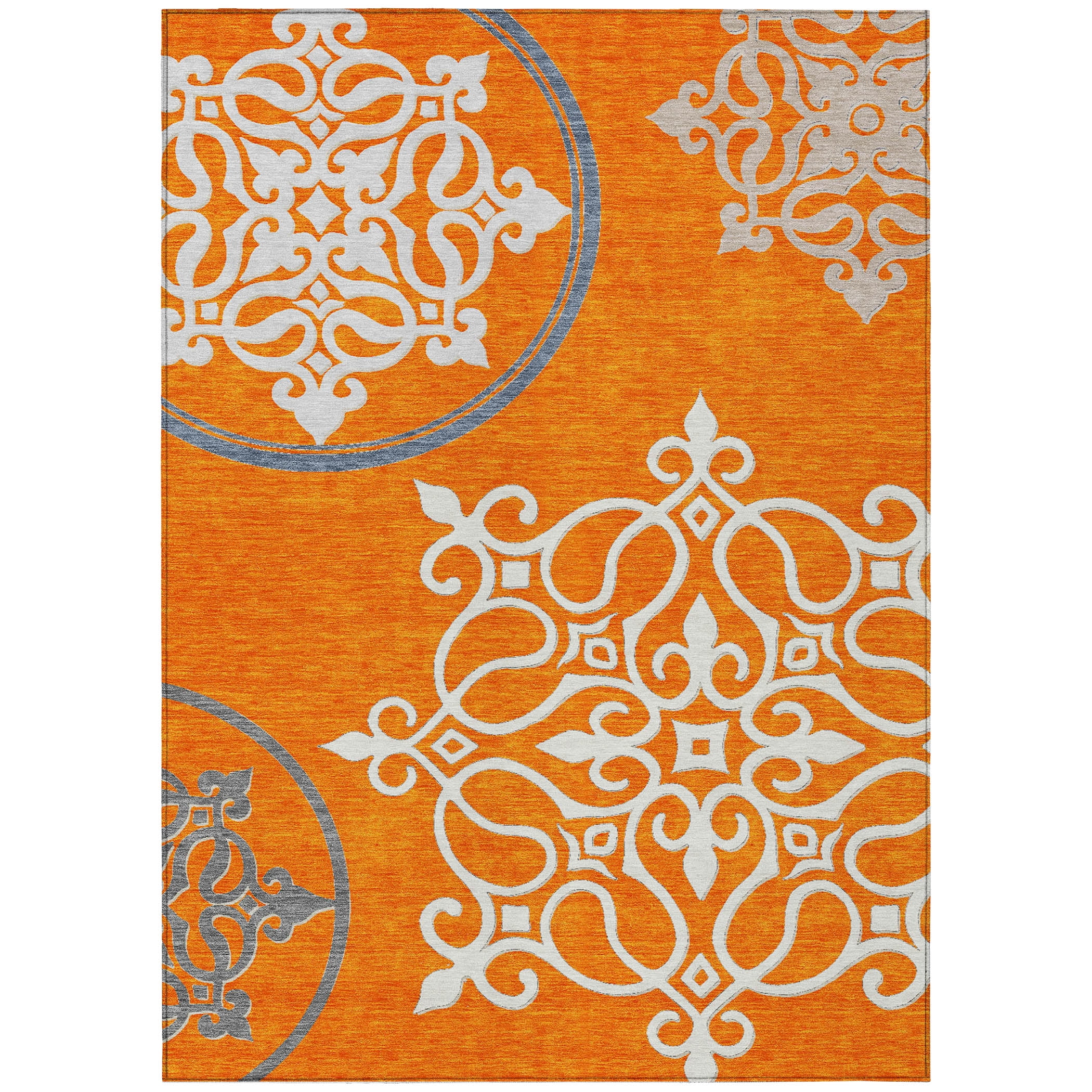 Addison Rugs Chantille Indoor/Outdoor Transitional Scrolls Orange Washable Rectangle Rug, 2'6" x 3'10"