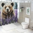 thumbnail image 7 of Patifu Bear Lavender Flowers Chic Modern Bathroom Decor Shower Curtain with Hooks 100% Polyester Fiber 36"x72, 7 of 7