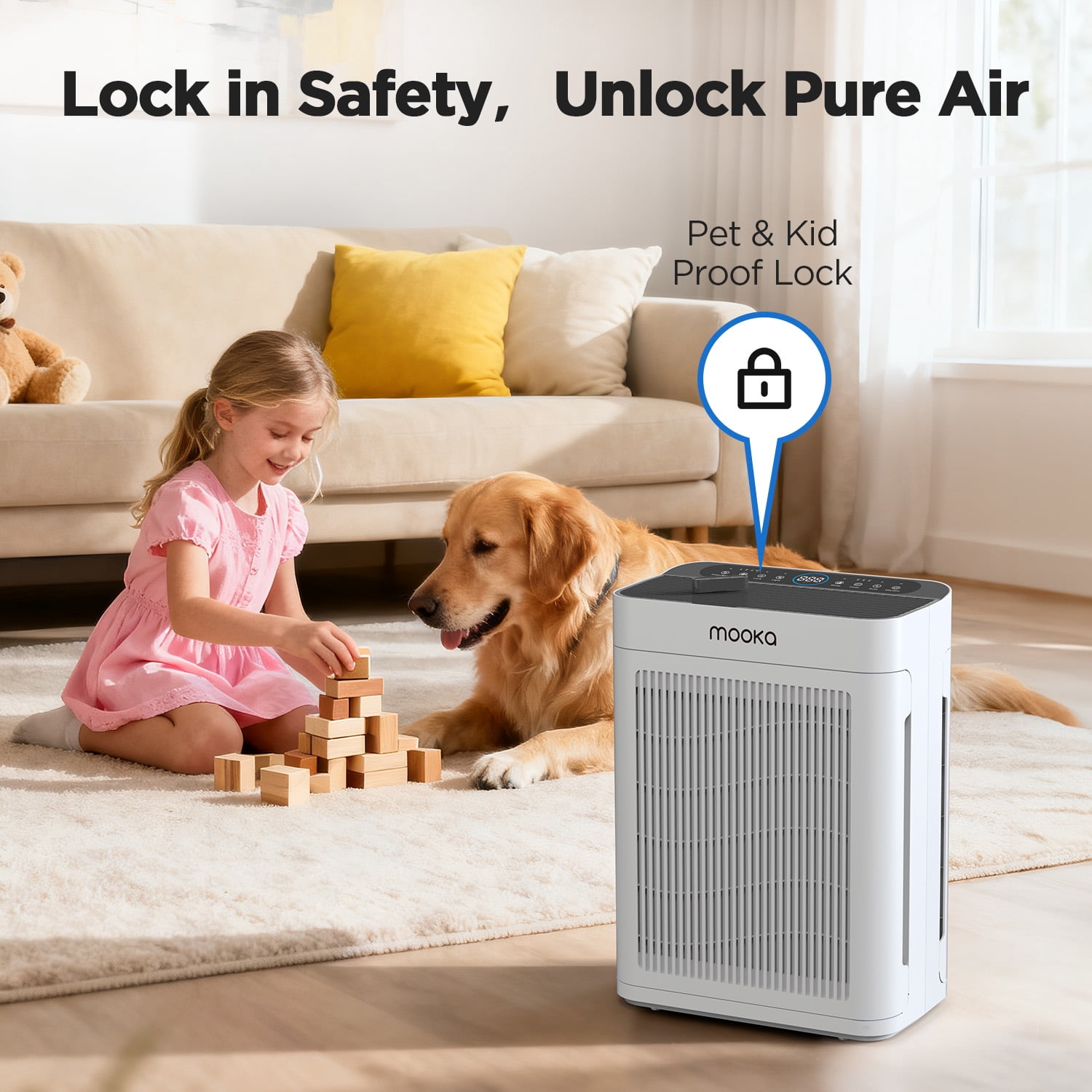 Air Purifier, HEPA Air Filter for Home Large Room up to 2500 Sq ft, Double-Sided Air Inlet, Air Cleaner with Sleep Mode & Speed Control for Pet Hair, Allergies, Smokers, Odors, Dust, Pollen