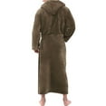 thumbnail image 2 of MAWCLOS Men Dressing Gown Long Sleeve Wrap Robe Hooded Bath Robes Mens Warm Towelling Lounge Nightwear Brown 2XL, 2 of 8
