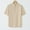 Khaki, variant on Men's Linen-cotton Short Sleeve Stand up Collar Half Button Solid Color Casual Breathable Shirt White XXXL(XXXL)