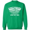 thumbnail image 2 of OXI Crewneck Sweatshirt - Don't Confuse My Personality,Basic Casual Sweatshirts for Men's and Women Fleece Sweatshirt Long Sleeve- Irish Green X-Large, 2 of 2
