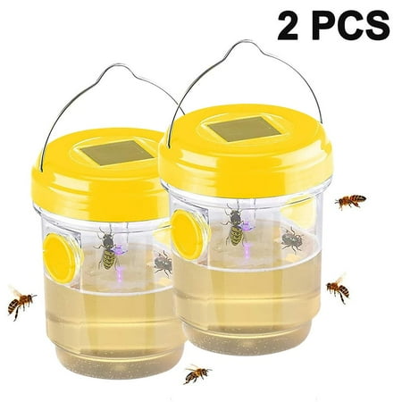 2 Pack Solar Wasp Traps Hanging, Solar Powered Wasp Killer With Uv Led ...