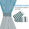 thumbnail image 4 of Colorful Stripe Door Curtains for Door Window, French Sidelight Front Back Door Curtains With Tieback, Modern Teal Blue Green Vertical Striped Kitchen Rod Pocket Drapes Panel, 54"x40", 4 of 5