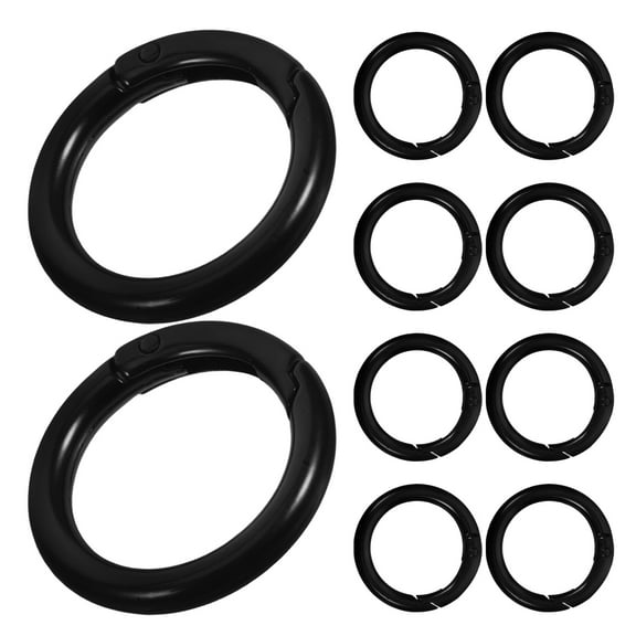10 Pcs Circle Carabiner Replacement Keychain Hardware Black