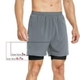 thumbnail image 4 of BALEAF Men's 2 in 1 Running Athletic Shorts 5" Quick Dry Workout Shorts with Liner Zipper Pocket Grey/Black Size M, 4 of 7