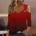 thumbnail image 2 of successthop Womens Blouses Casual Plus Size Off Shoulder 3/4 Sleeve Shirt Lightweight V Neck Tops Print Clothes, 2 of 5