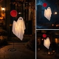 thumbnail image 4 of Outdoor Halloween Decorations - 6 FT Life Size Ghost with Red Balloon, Lighted Standing Halloween Porch Decoration with Metal Stand for Front Door, Yard, Lawn, Patio, Indoor Outdoor Decor, 4 of 7