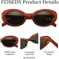 thumbnail image 5 of FEISEDY Sunglasses Womens, Retro Oval Cateye Sun Glasses Men, Small 90s Style B4128, 5 of 13