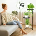 thumbnail image 4 of 3 Tier Large Plant Stand Indoor Outdoor Clearance, Metal Flower Shelf Pot Holder, 10in Wide Multiple Plants Tall Corner Display Rack for Patio Orchid Office Porch Living Room Garden, Black, 4 of 9