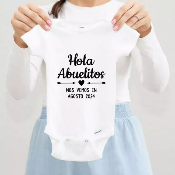 Baby Bodysuit BELLA CANVAS Hola Abuelitos Spanish Pregnancy Announcement To Grandparents Due Date Bodysuit