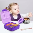 thumbnail image 4 of Bento Lunch Box with 8oz Soup Thermo&Lunch Bag, Leak-Proof Lunch Food Containers with 4 Compartment, Hot Food Insulated Food Jar (Purple), 4 of 13