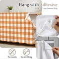 thumbnail image 5 of Orange Plaid Cabinet Curtains 35"W x 35"L, Gradient Geometric Buffalo White Checkered Sink Skirt for Bathroom Vanity Kitchen Self Adhesive, Dust-Proof Privacy Curtain for Shelves Closet Pantry, 5 of 9