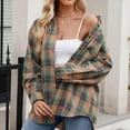 thumbnail image 2 of Snoarin Women Shirts Casual Lapel Button Pocket Plaid Long Sleeved Shirt Top Jacket S-2XL, 2 of 5