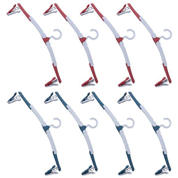 ETEREAUTY 8Pcs Travel Clothes Hangers with Clips Foldable Plastic Non Slip Hangers for Home Camping