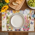 thumbnail image 4 of Watercolor Floral Gnomes Placemats Set of 12, Spring Garden Butterflies Beige Placemats for Dining Table, Place Mats for Kitchen Tabletop, Waterproof Wipeable Dining Table Mats Set, 4 of 9